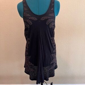 FREE PEOPLE Beaded Drape Back/Racerback Longline Tank Top, Small